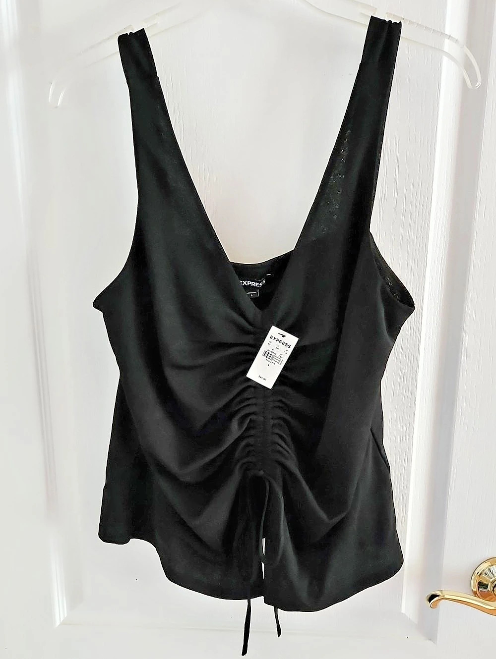 Express Ruched Tank Top in Black Size Large NWT